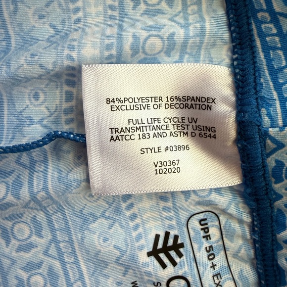 Coolibar Girls Wave Swim Tights Blue Geometric Print size Youth Medium Excellent - Picture 7 of 9